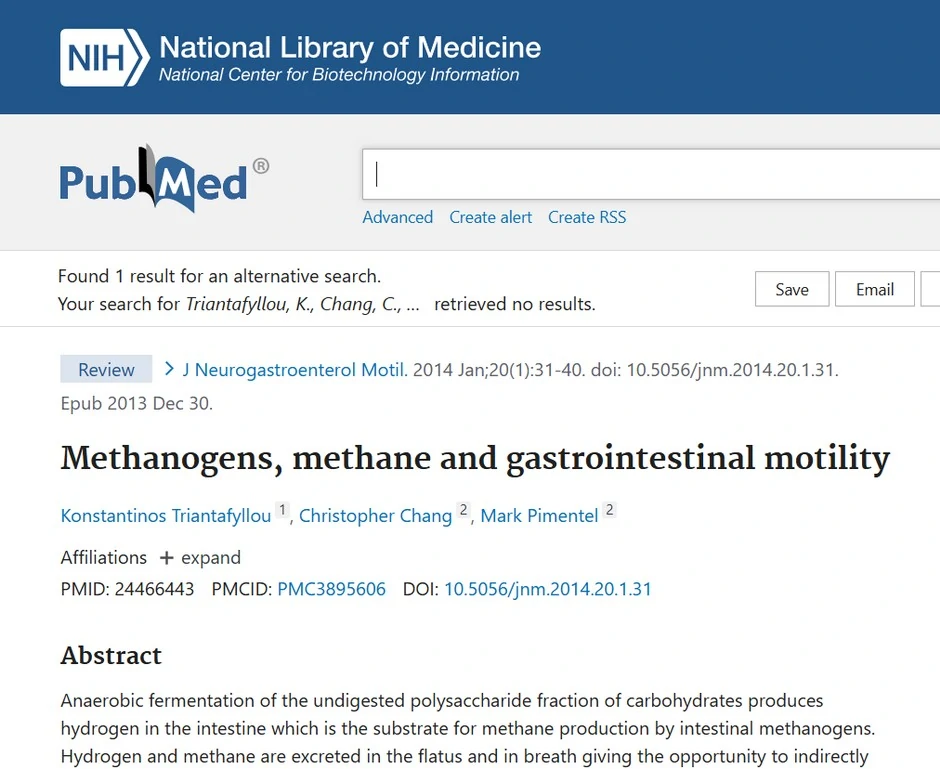 PubMed Studie - Methanogens, methane and gastrointestinal motility